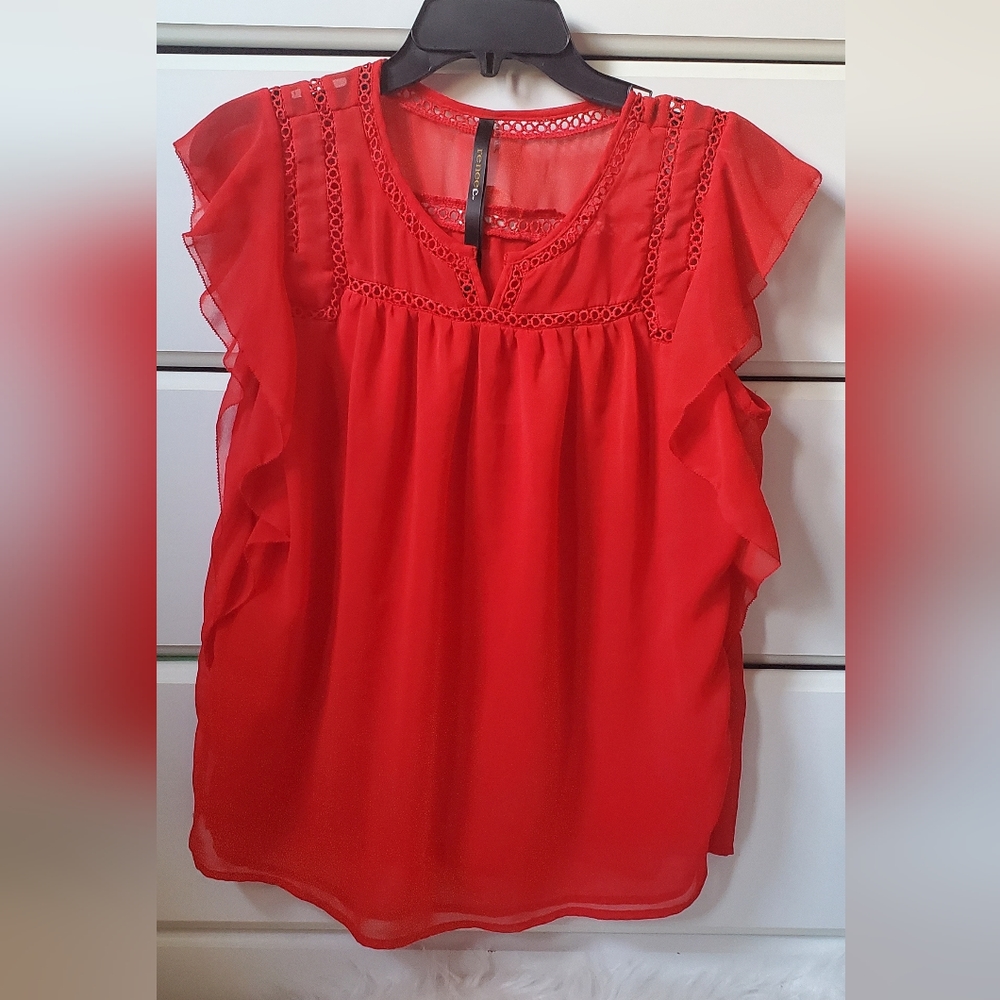 reneec. Red Short-Sleeved Blouse